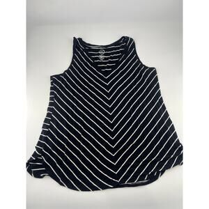 24/7 Maurices Tank Top Womens Extra Large Black White Striped Sleeveless Summer